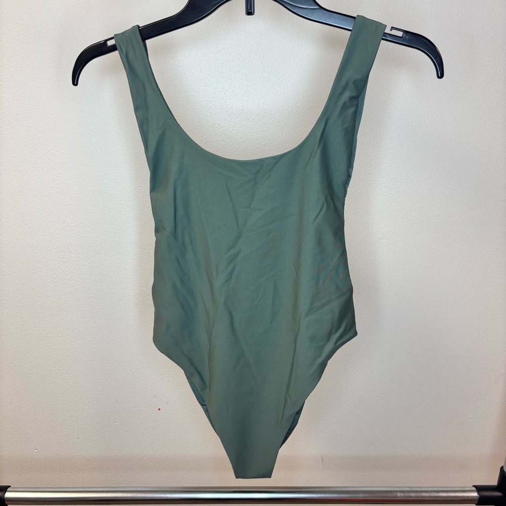 Aerie Super Scoop One Piece Swimsuit - Olive Size Small - Picture 3 of 6